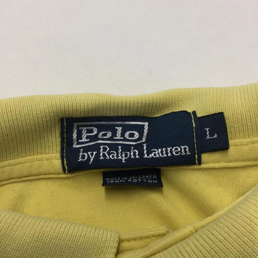 Polo Ralph Lauren Polo Shirt Mens Large Yellow 100% Cotton Short Sleeve Casual